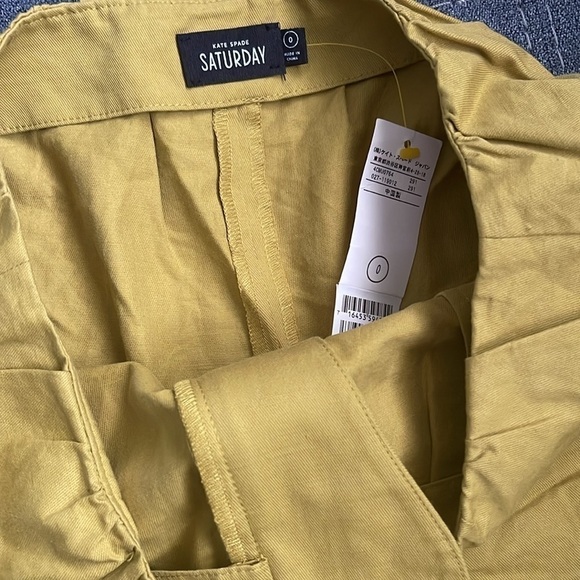 Kate Spade Saturday Let Loose High Waist Short Cotton Linen yellow green size 0 - Picture 4 of 8